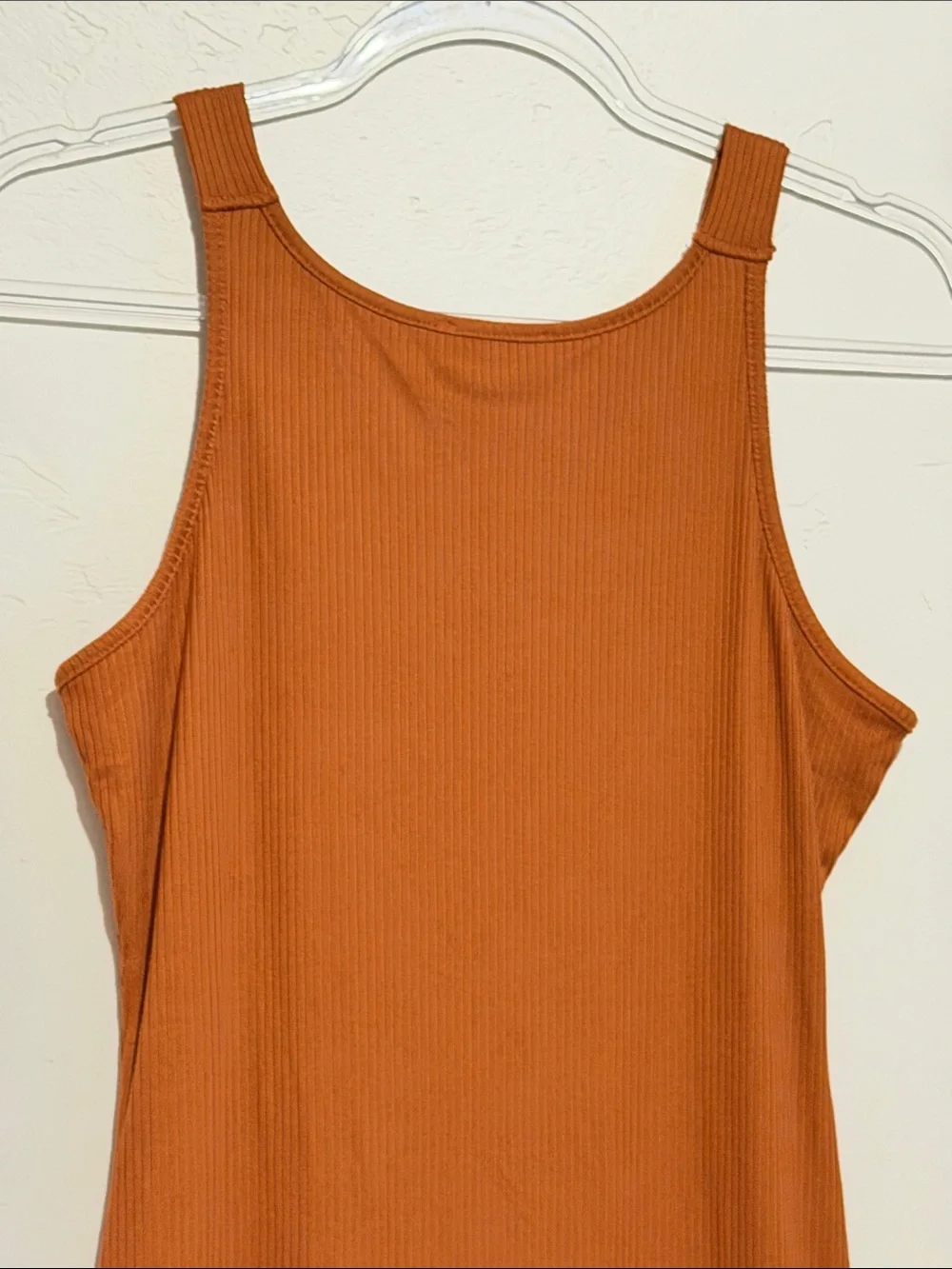 Pink Lily Ribbed Tank Midi Dress in Orange Rust